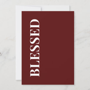 Minimal BLESSED   Deep Red Holiday Greeting Card