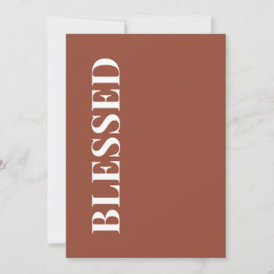 Minimal BLESSED   Terracotta Holiday Greeting Card