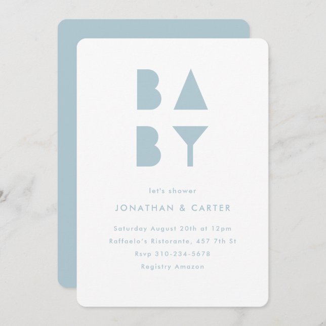 Minimal block baby shower invitation (Front/Back)