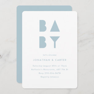 Minimal block baby shower invitation