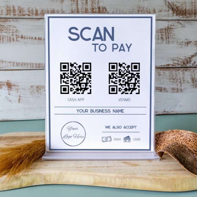 Minimal blue 2 QR codes business scan to pay  Poster (Creator Uploaded)