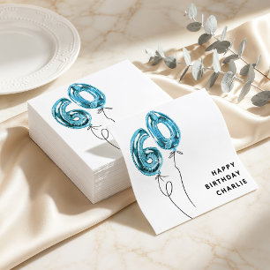 Minimal Blue 60 Balloon 60th Birthday Party Napkin