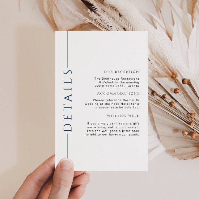 Minimal Blue and White Wedding Details Insert (Creator Uploaded)