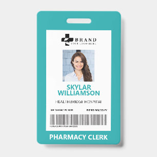 Minimal Blue Border Frame Medical Photo ID & Logo Badge