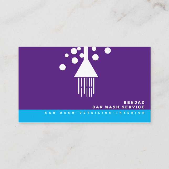 Minimal Blue Bubbles Car Wash Interior Designer B Business Card (Front)