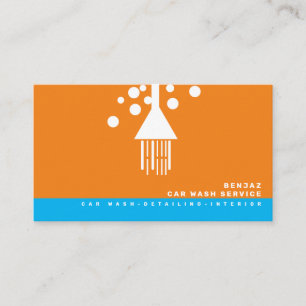 Minimal Blue Bubbles Car Wash Interior Designer B Business Card