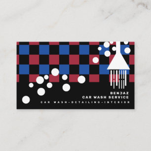 Minimal Blue Bubbles Car Wash Interior Designer C Business Card