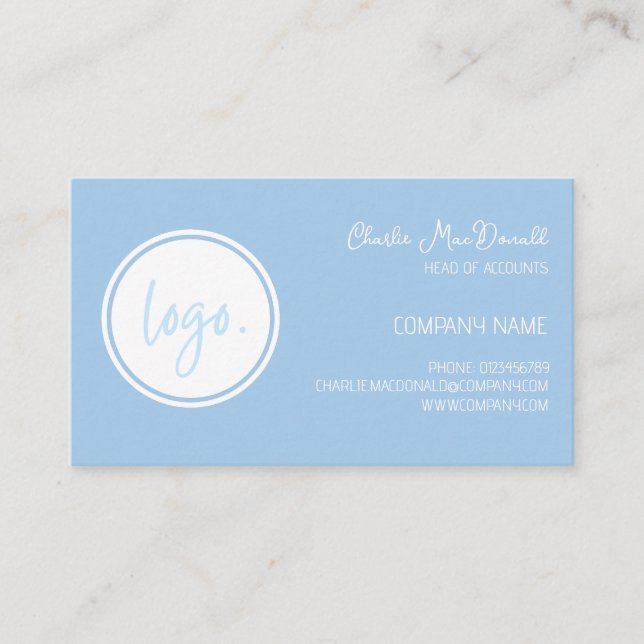 MINIMAL BLUE COLOR COMPANY LOGO BUSINESS CUSTOM    CARD (Front)