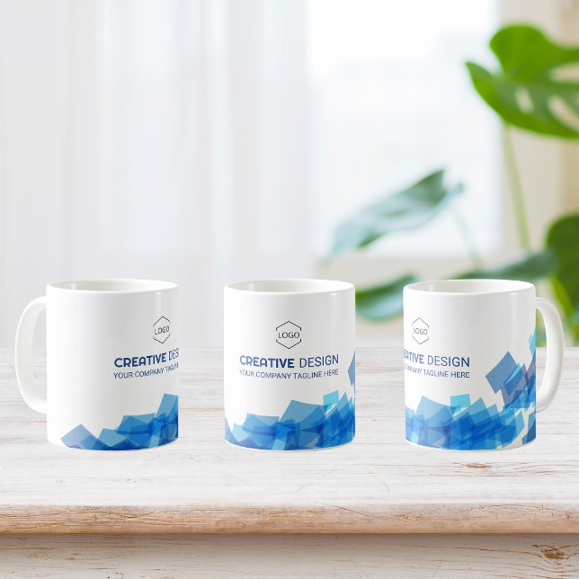 Minimal Blue Corporate with Custom Logo Coffee Mug (Creator Uploaded)