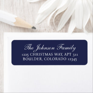 Minimal Blue Elegant Christmas Return Address Label