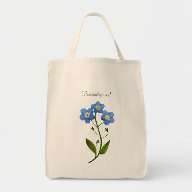 Minimal blue flower Forget-me-not Tote Bag (Front)