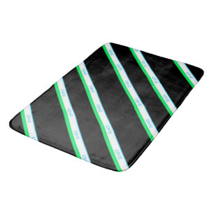 Minimal Blue Green Black Large Stripe Japan text Bath Mat