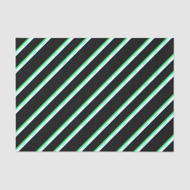 Minimal Blue Green Black Stripe Japanese Text Tissue Paper (Front)