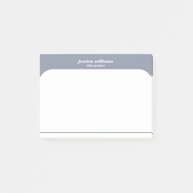 Minimal Blue-grey and White Custom Name Post-it Notes (Front)
