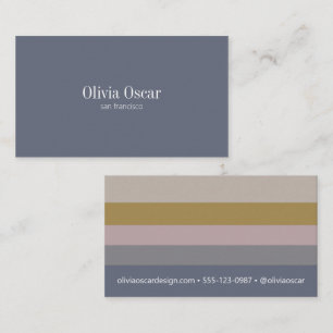 Minimal Blue Grey Ochre Elegant Modern Stripes  Business Card