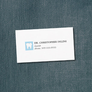 Minimal Blue Grey White Teeth Dentist Business Card