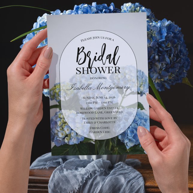 Minimal Blue Hydrangea Bridal Shower Elegance Invitation (Minimal Blue Hydrangea Bridal Shower Elegance Invitations
)
