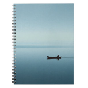 Minimal Blue Lake Canoe Reflection Notebook