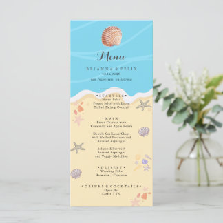 Minimal Blue Ocean Summer Wedding Menu