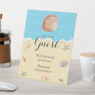 Minimal Blue Ocean Summer Wedding Wifi Sign