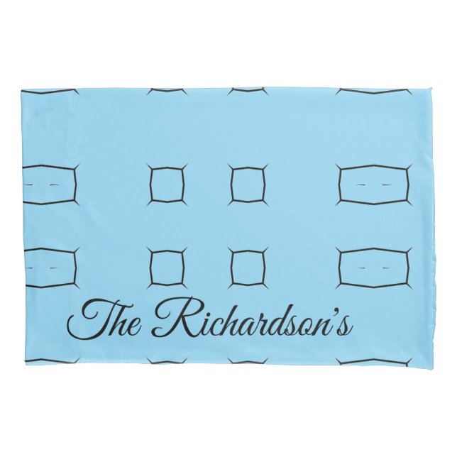 Minimal Blue Personalized Geometric Simple Bedding Pillowcase (Front)