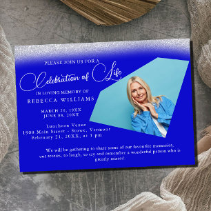 Minimal Blue Photo Celebration of Life Invitation