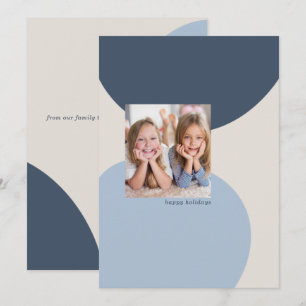 Minimal Blue Photo Flat Holiday Card