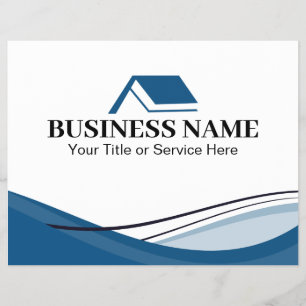 Minimal Blue Real Estate Agent House Logo Flyer