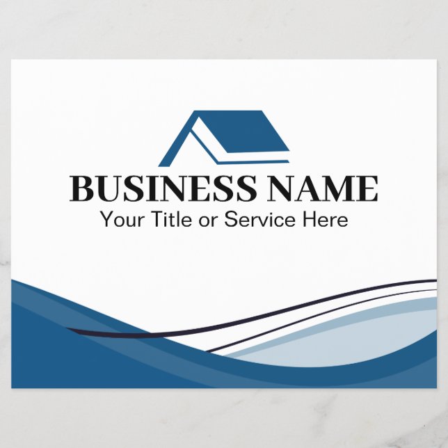 Minimal Blue Real Estate Agent House Logo Flyer (Front)