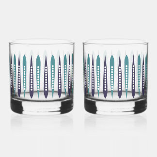 Minimal Blue Retro Inspired  Whiskey Glass