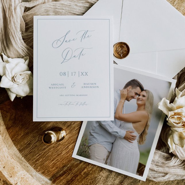 Minimal Blue Save the Date Wedding Announcement (Creator Uploaded)