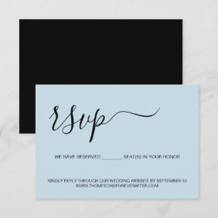 Minimal blue script Reserved Seat Wedding Website  RSVP Card