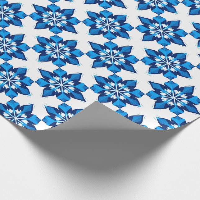 ❄ Minimal Blue Snowflake Winter Design ❄ Wrapping Paper (Corner)