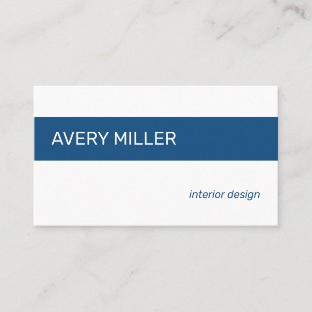 Minimal Blue Stripe on White Business Card (Front)