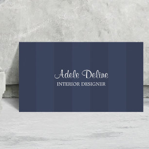 Minimal Blue Striped Interior Designer Business Card