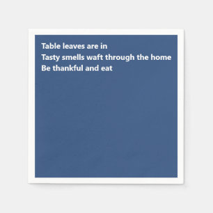 Minimal Blue Thanksgiving Modern Thankful Poem Napkin