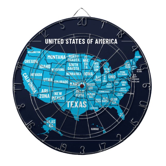 Minimal Blue United States Map Illustration Dartboard (Front)