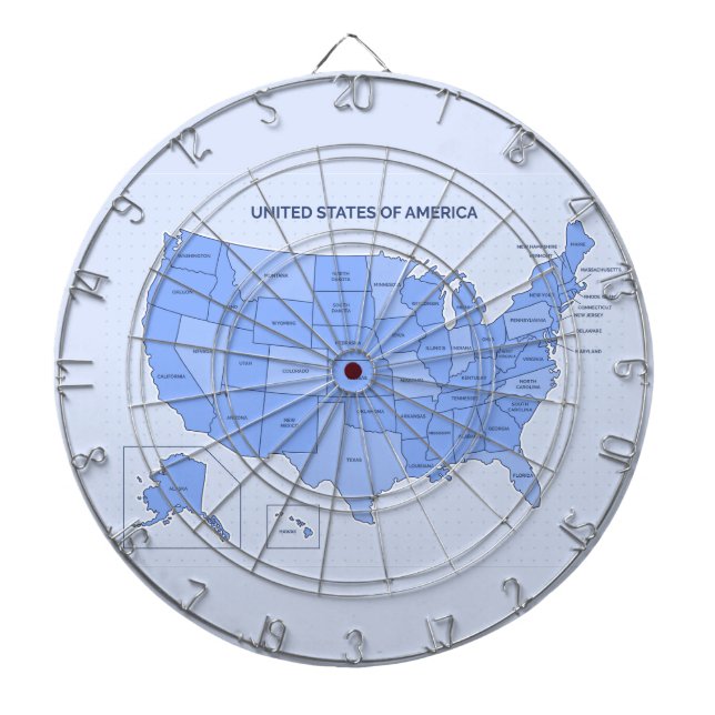 Minimal Blue United States Map Illustration Dartboard (Front)