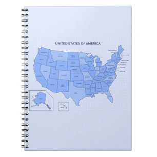 Minimal Blue United States Map Illustration Notebook