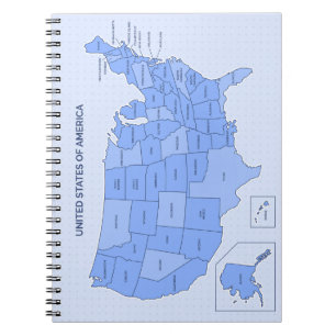 Minimal Blue United States Map Illustration Notebook