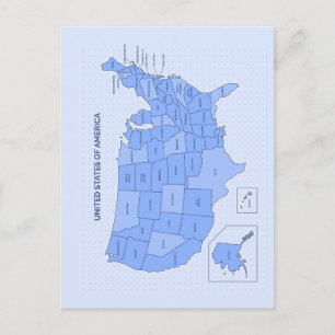 Minimal Blue United States Map Illustration Postcard