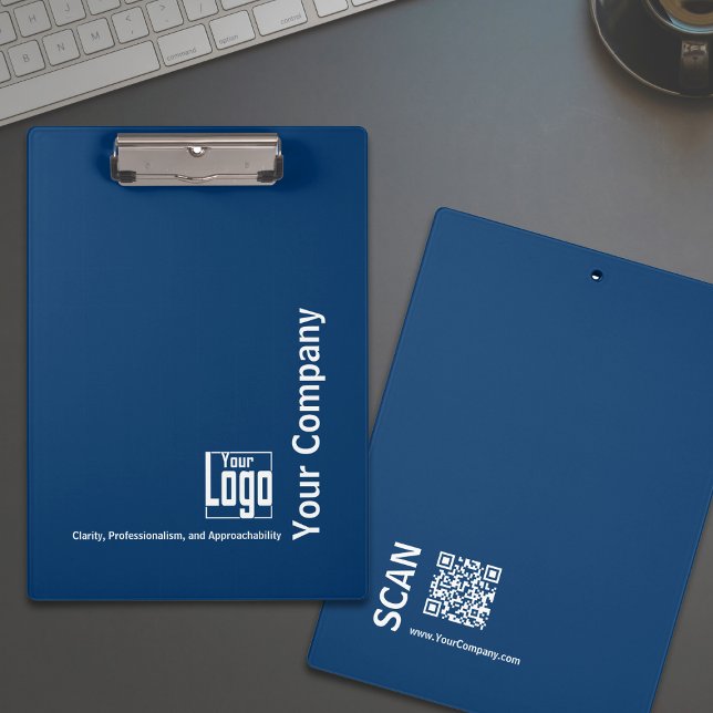 Minimal Blue White Logo Motto Small Business Clipboard (Minimal Blue White Logo Motto Small Business Clipboard)