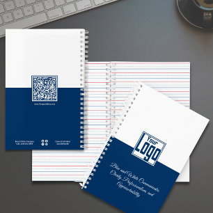 Minimal Blue & White Small Business Motto Notebook