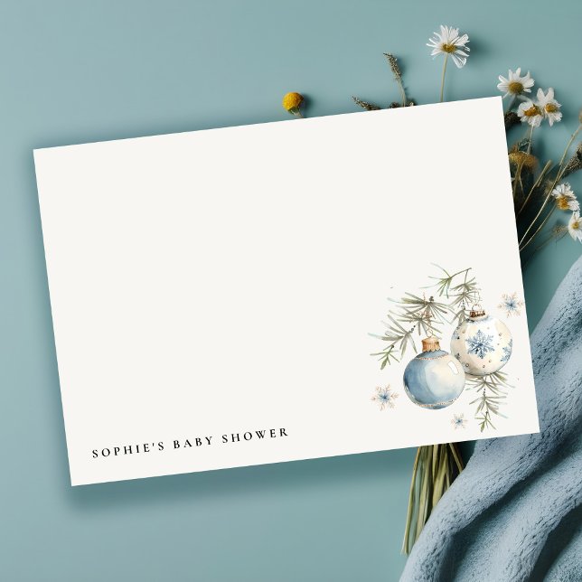 Minimal Blue Winter Chirstmas Boy Baby Shower Card (Creator Uploaded)