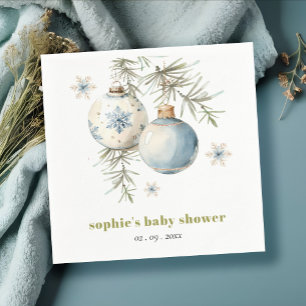 Minimal Blue Winter Chirstmas Boy Baby Shower Napkin