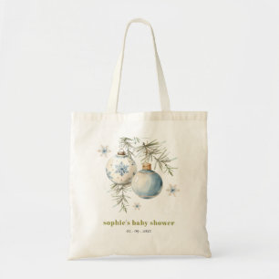 Minimal Blue Winter Chirstmas Boy Baby Shower Tote Bag