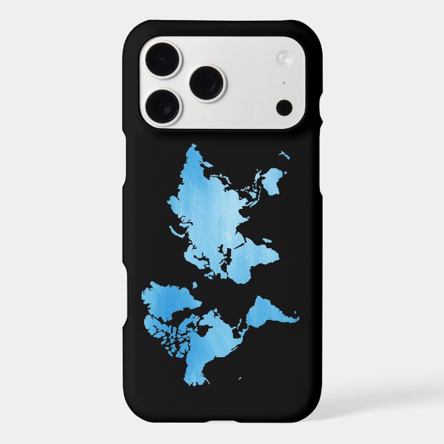 Minimal Blue World Map Watercolor Art (Back)