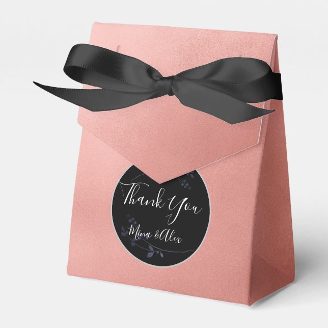 Minimal Blush and Black Custom Wedding  Favour Box (Front Side)