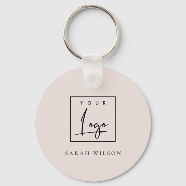 Minimal Blush Custom Promotional Business Logo Key Ring (Front)