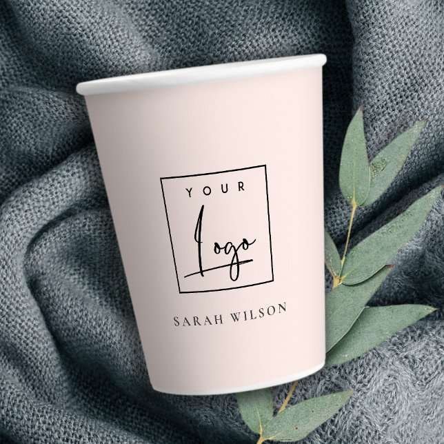Minimal Blush Custom Promotional Business Logo Paper Cups (Creator Uploaded)